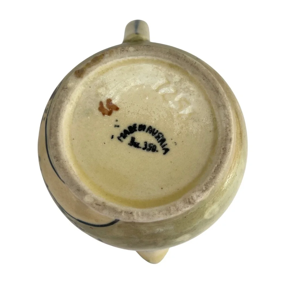 Antique Gouda Holland Miniature Creamer Pitcher Hand Painted Dutch Girl Windmill